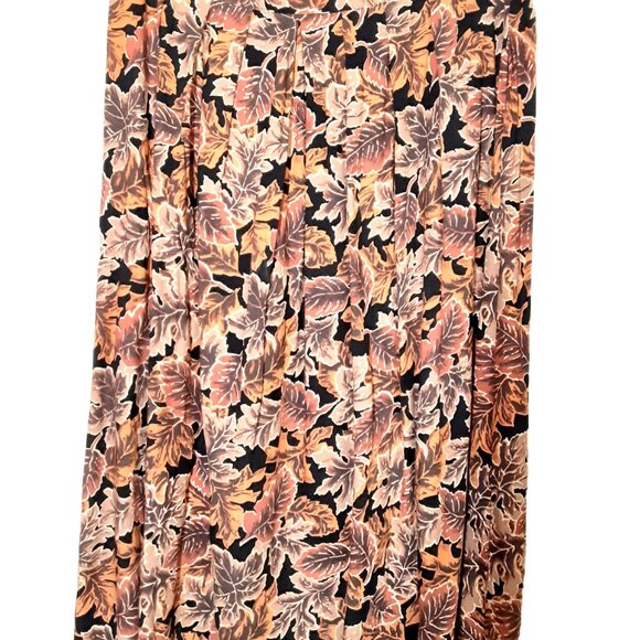 Vintage Southern Lady Size 20 Fall Print, Pleated Elastic Waist Skirt. - Picture 2 of 7